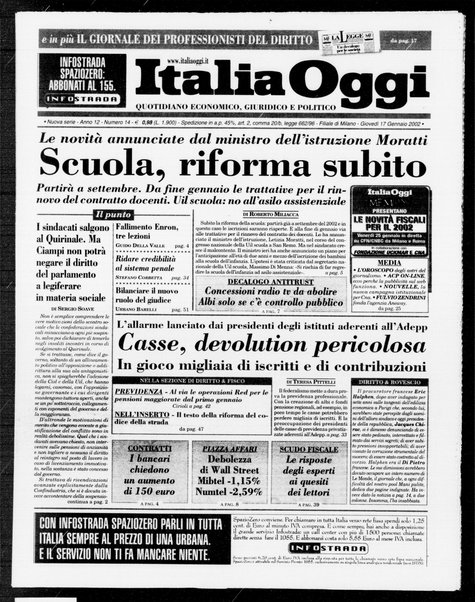 Italia oggi : quotidiano di economia finanza e politica